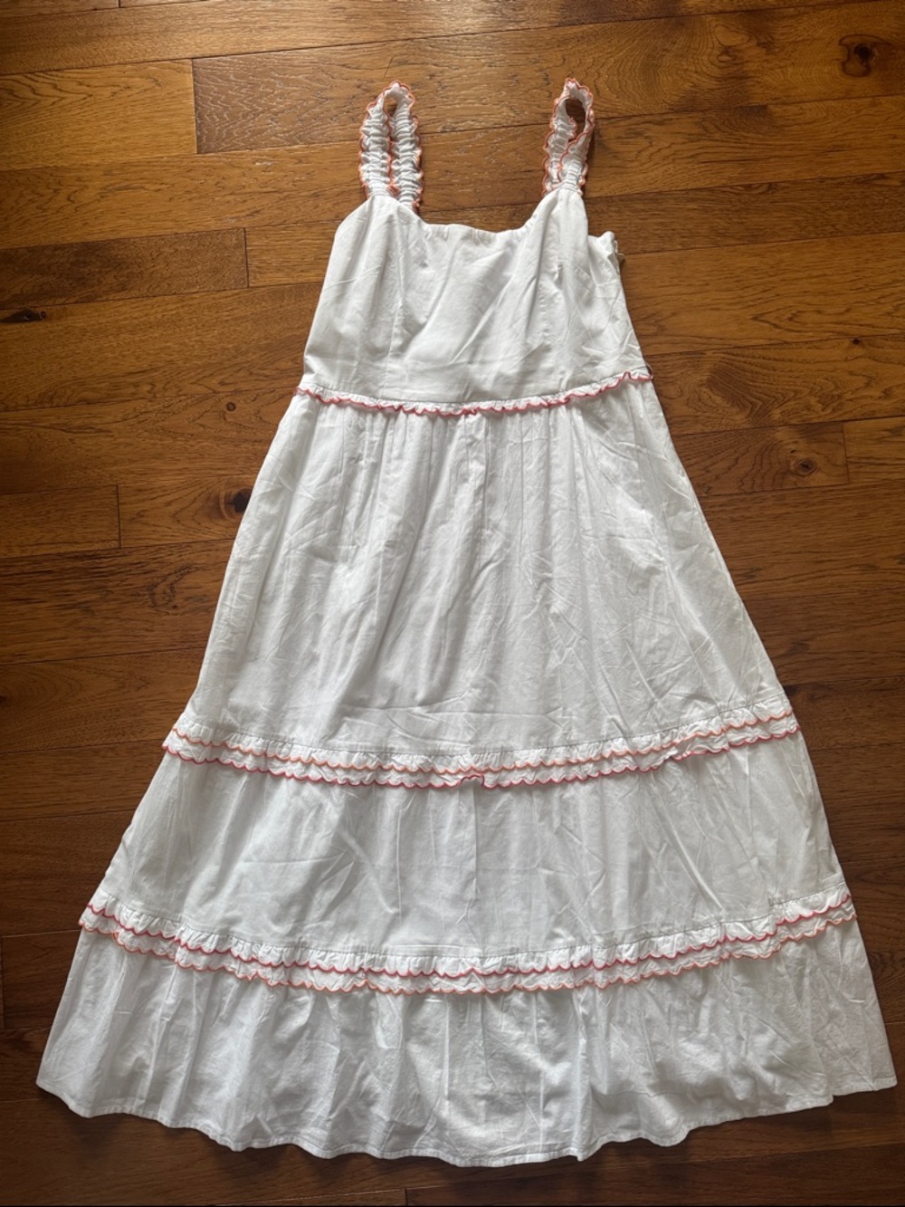 J. Crew White Sundress with Coral Trim New! Size 12